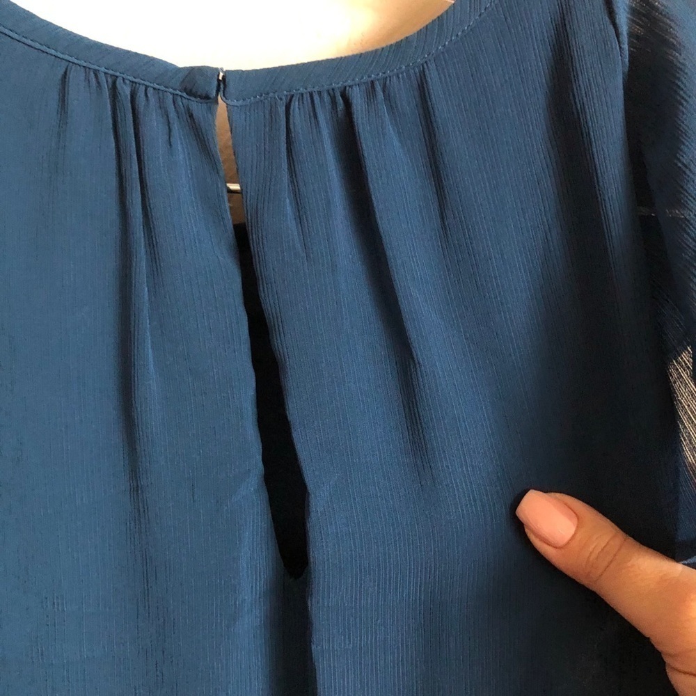 Parker Blue Asymmetrical Ruffle Mini Dress - Picture 7 of 12